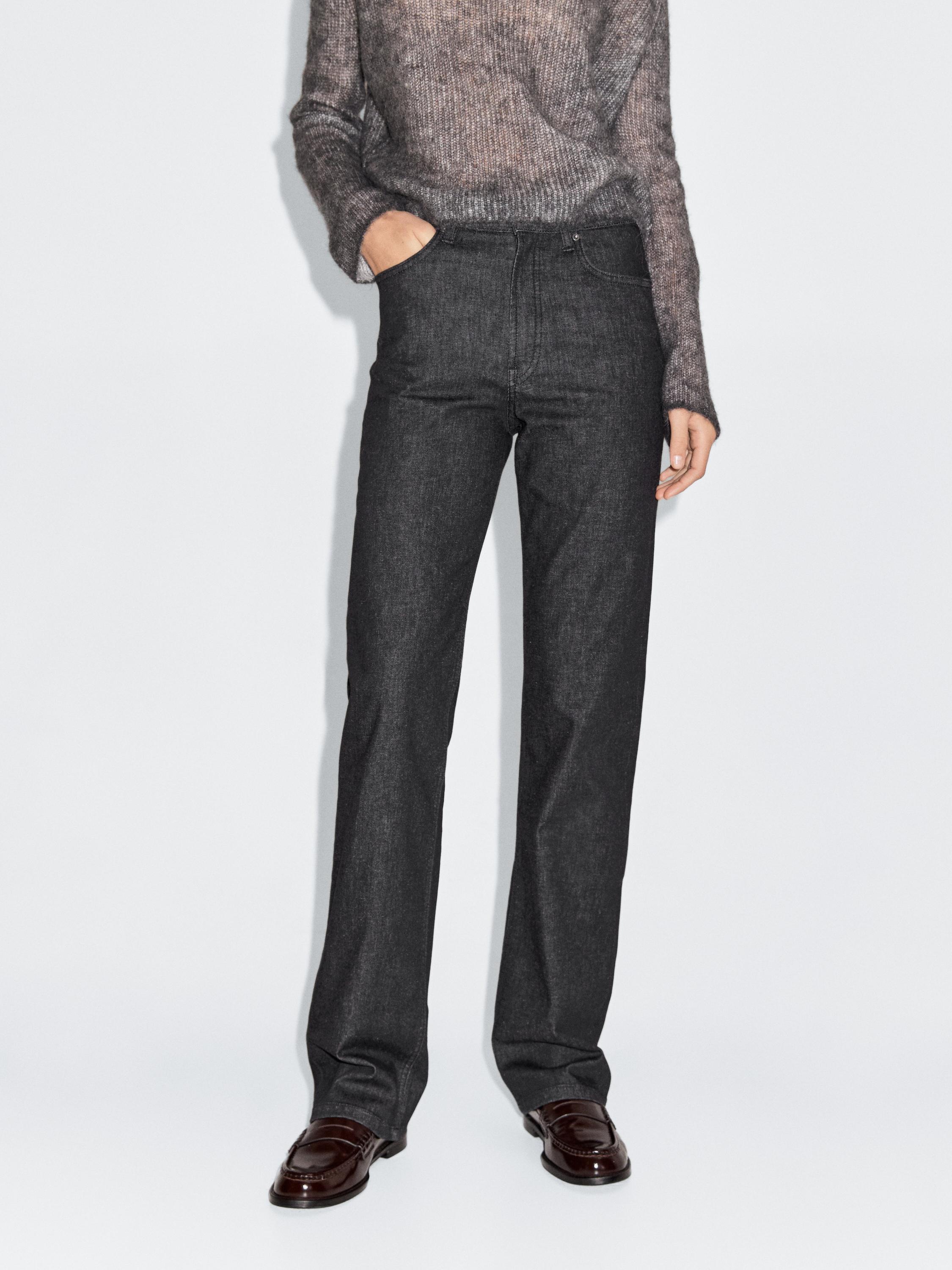 High-waist straight-leg jeans